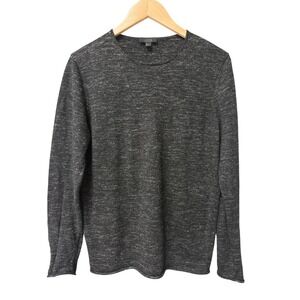 COS Knit Sweater Mens S Charcoal Grey Wool Linen Marled Long Sleeve Crew Neck